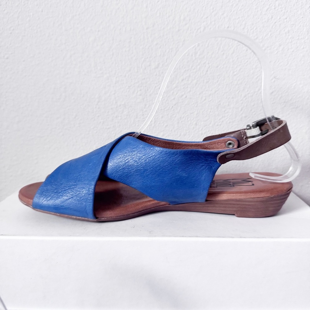 Miz Mooz Blue and Brown Leather Women's Sandals - Picture 1 of 12